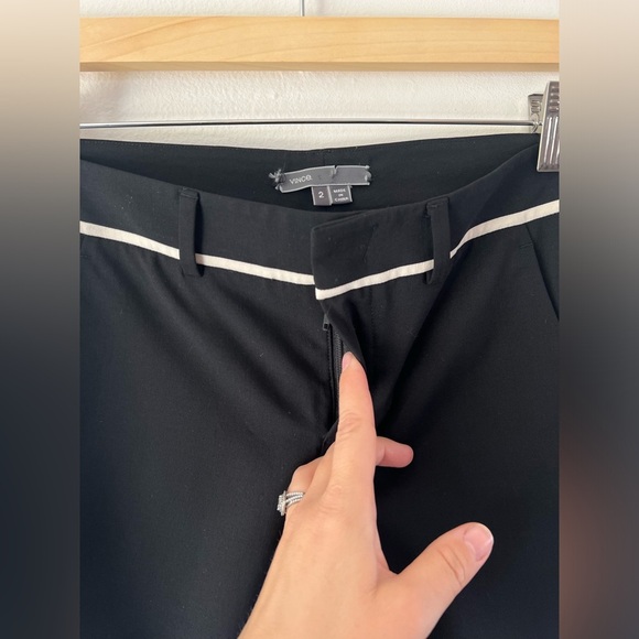 Vince Black with White Stripe Wool Blend Tuxedo Pants Size 2 - Picture 4 of 7